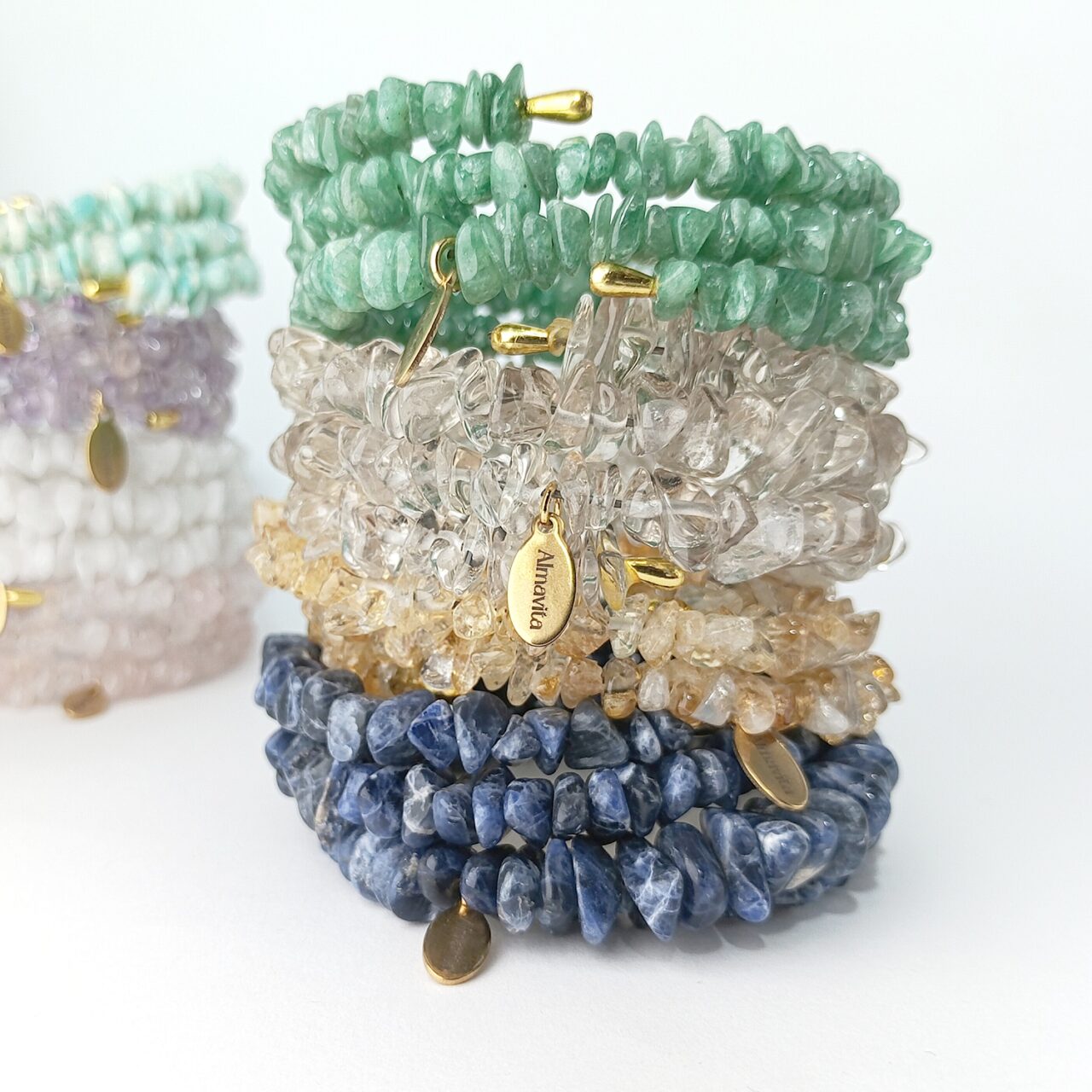 Pulseras de chips de piedras naturales Almavita